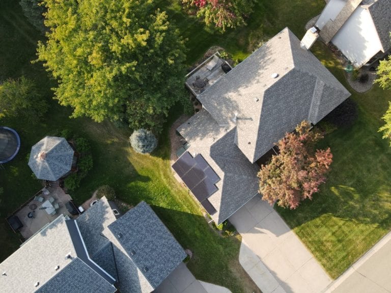 Landscape solar panels on house in Shoreview, Minnesota.