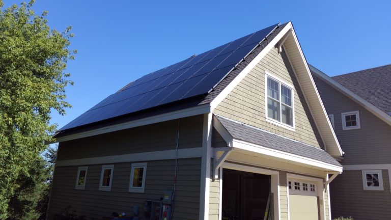 Residential solar on a two story garage in Shakopee, Minnesota