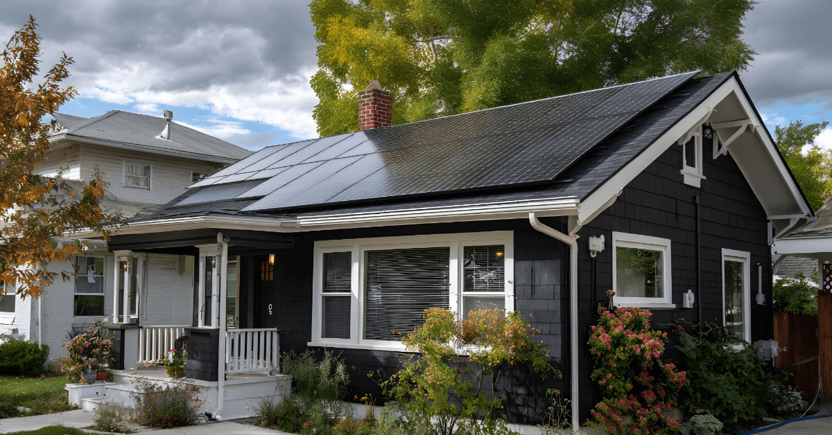 Minnesota home with solar panels and energy savings illustration