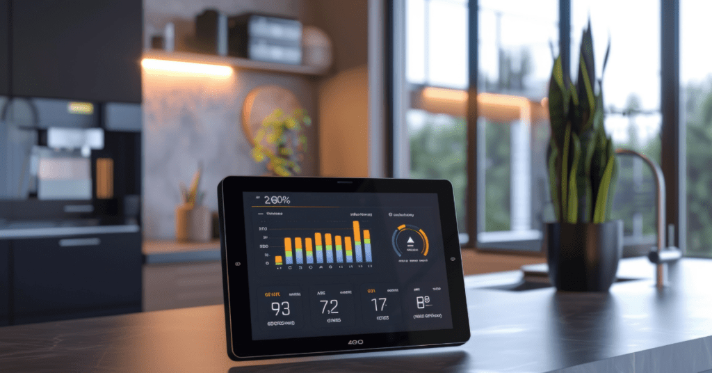 home energy system dashboard showing solar production and household usage