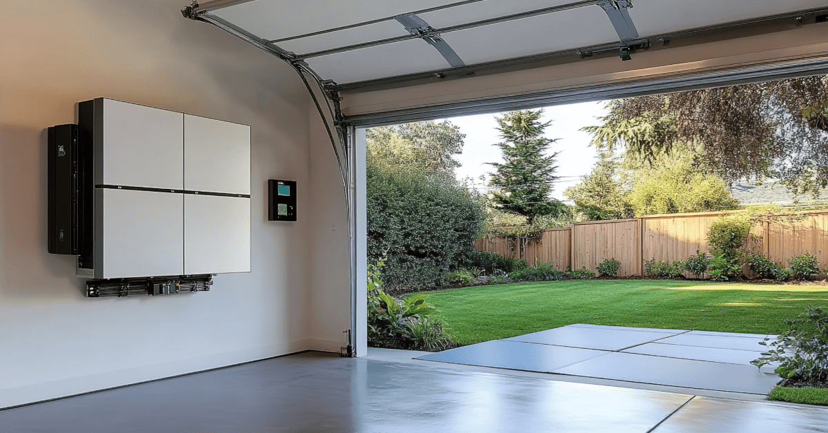 residential battery storage system installed in home garage