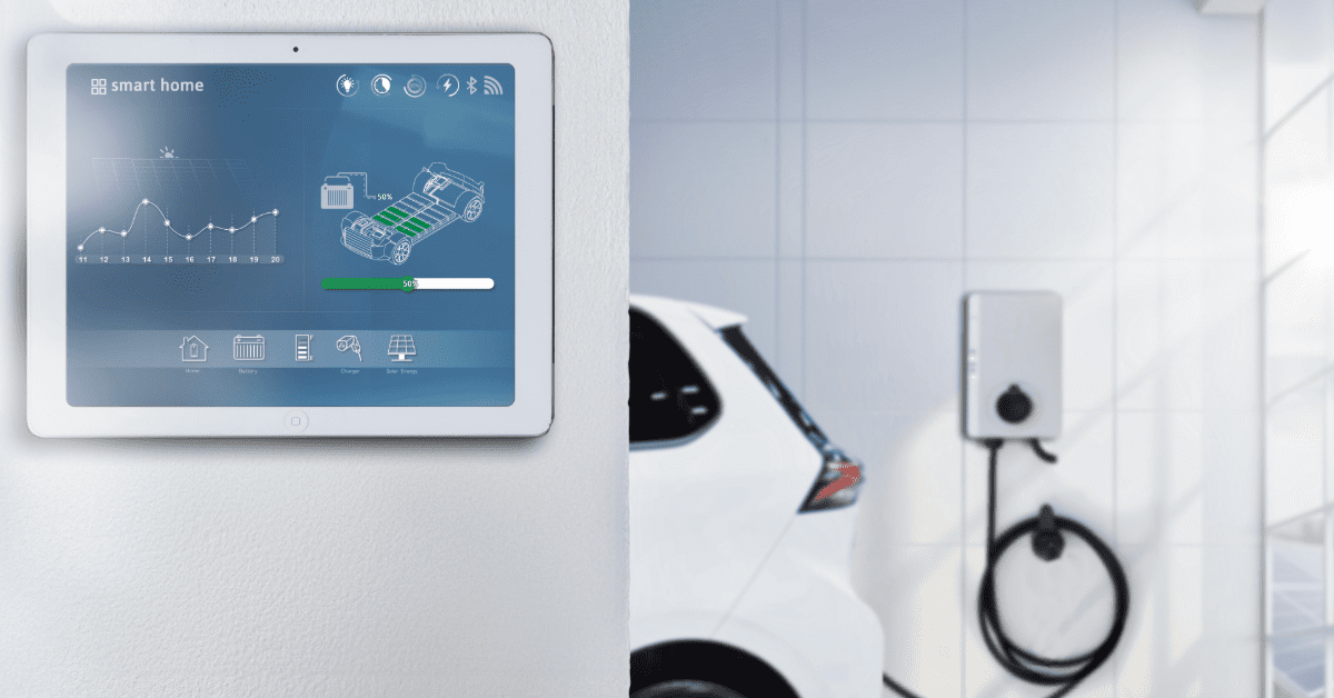 Home energy system components including solar panels, battery storage, smart panel, and EV charger